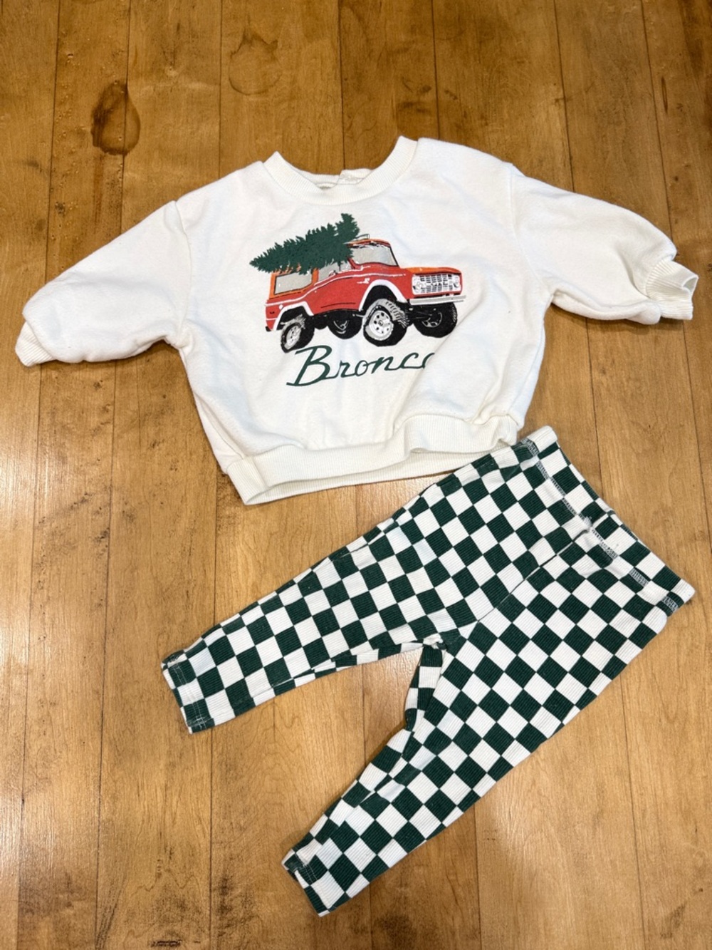 Ford Green and White Checkerboard Kids Leggings